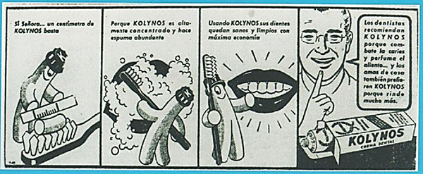 Imagen 15. Aviso publicitario del dentífrico Kolinos en historieta aparecida en el Diario El Comercio (1956)