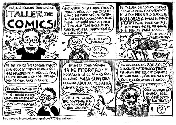 Imagen 18. Historieta Taller de Comics de Jesús Cossío (2015) publicada en su página de Facebook