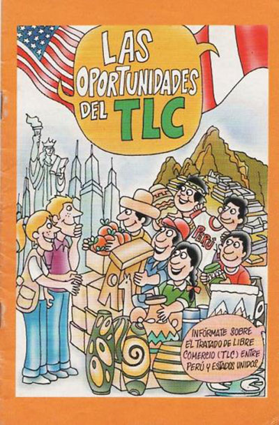 Imagen 21. Revista de historieta Las oportunidades del TLC (Ministerio de Comercio Exterior y Turismo, Unidad de comunicación, 2005)