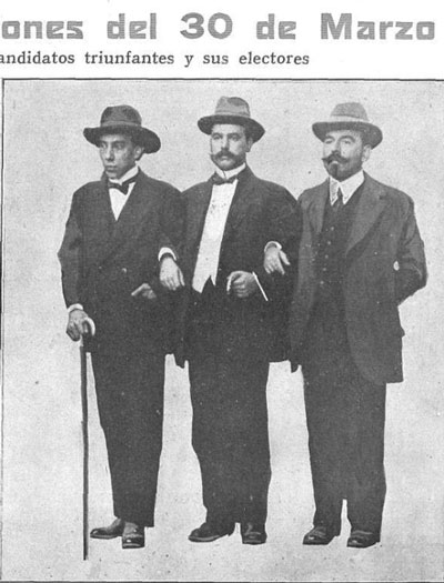 Mario Bravo, Emilio Del Valle Iberlucea y Nicolás Repetto en las elecciones de 1913