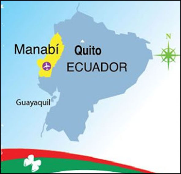 Mapa de ubicación de la provincia de Manabí.