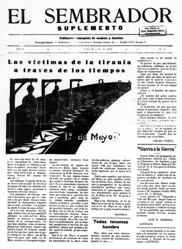 Imagen 4. Portada <em>de El Sembrador</em> (Valparaíso), núm. 99, 1 de mayo de 1926.