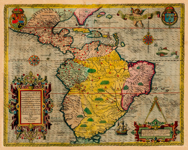 Mapa de América del Sur de Theodore Bry (1592