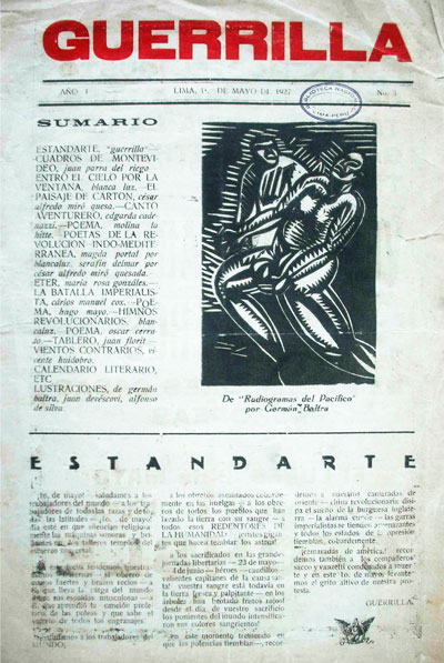  Portada del número 3 de Guerrilla (Lima), 1 de mayo de 1927