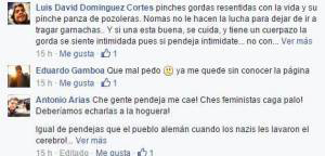Captura de pantalla de una respuesta de un seguidor de la página de Facebook Pollos ITESO a las publicaciones de inconformidad de las mujeres