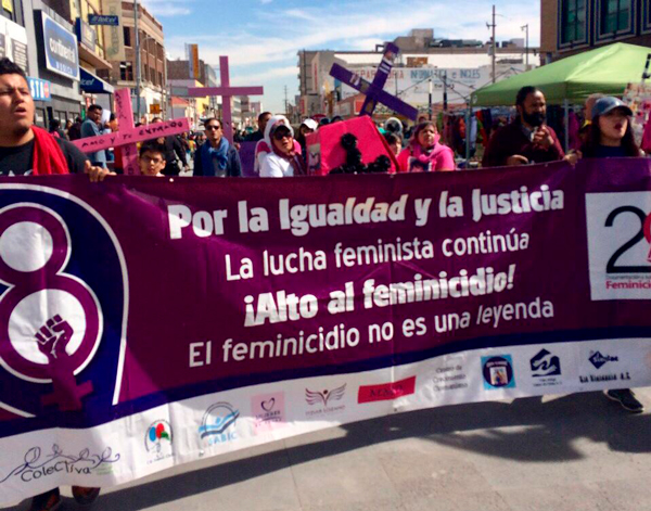 Marcha en memoria de Idaly Juache Laguna llevada a cabo el 23 de febrero de 2018 en Ciudad Juárez, Chihuahua