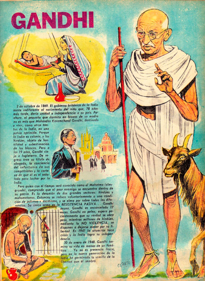 La vida de Gandhi en la revista infantil Anteojito (1964)
