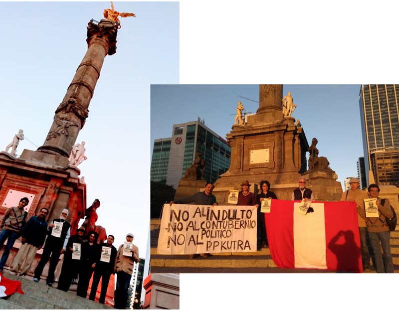 Protesta contra el indulto a Alberto Fujimori, Ángel de la Independencia, CDMX, enero de 2018