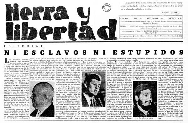 Tierra y Libertad (México), año XIX, núm. 234, noviembre de 1962