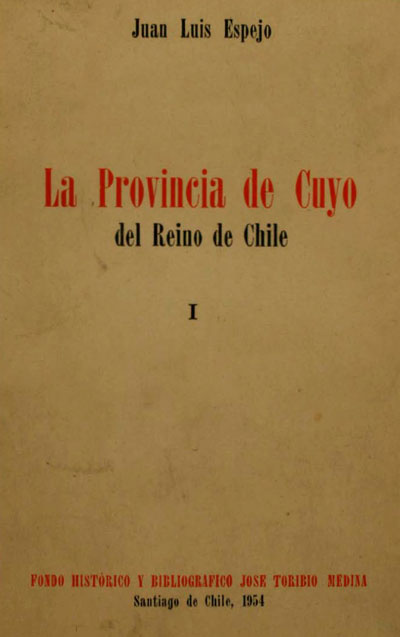 Portada de La provincia de Cuyo…, de Juan Luis Espejo (1954)