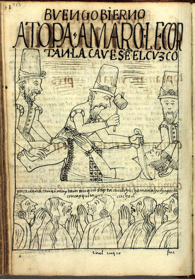 Degollamiento de Túpac Amaru según Gvaman Poma (1615)