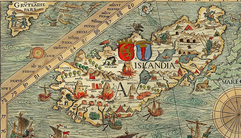 Islandia y Groenlandia en la Carta Marina, de Olaus Magnus (1539)